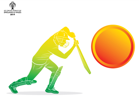 illustration of batsman playing cricket sports poster designのイラスト素材