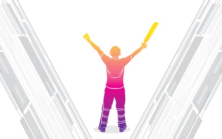 cricket player celebrate century or winning match concept poster designのイラスト素材