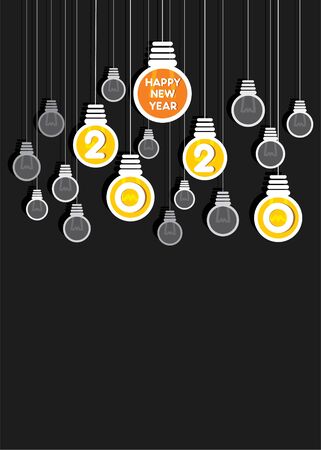 Happy new year 2020 card design, using bulb background conceptのイラスト素材