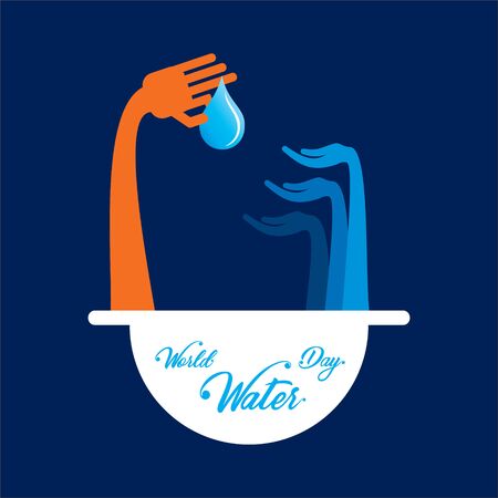 creative world water day illustration banner design, save water conceptのイラスト素材