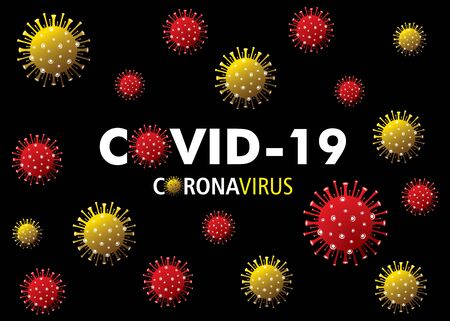 Inscription COVID-19 on black background. WHO introduced new official name for Coronavirus disease named COVIDのイラスト素材