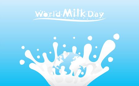 world milk day greeting or banner design. celebrate on 1 june every yearのイラスト素材