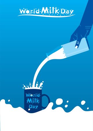 world milk day greeting or banner design. celebrate on 1 june every yearのイラスト素材