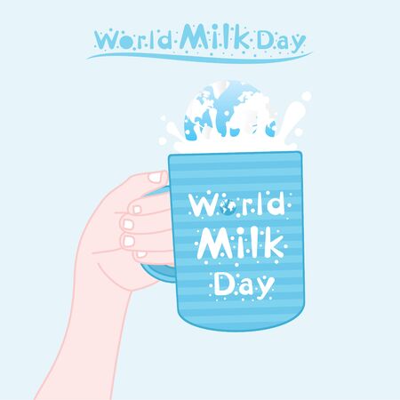 world milk day greeting or banner design. celebrate on 1 june every yearのイラスト素材