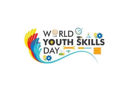 vector illustration of world youth skills day poster or banner designのイラスト素材