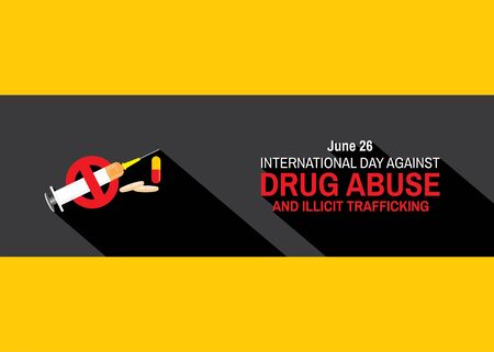 Vector Illustration of International Day against DRUG ABUSE and illicit trafficking poster and banner designのイラスト素材