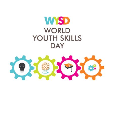 vector illustration of world youth skills day poster or banner designのイラスト素材