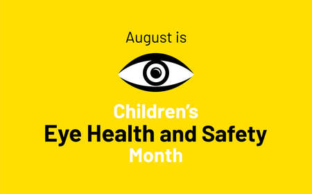 august is children's eye health and safety month awareness poster designのイラスト素材