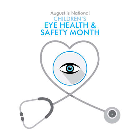 august is children's eye health and safety month awareness poster designのイラスト素材
