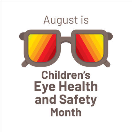 august is children's eye health and safety month awareness poster designのイラスト素材