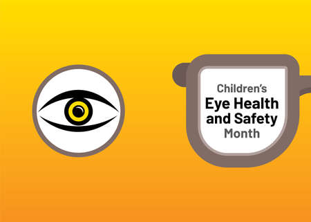august is children's eye health and safety month awareness poster designのイラスト素材