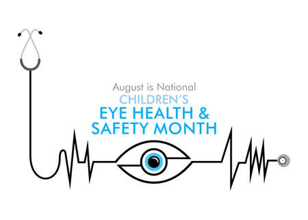 august is children's eye health and safety month awareness poster designのイラスト素材