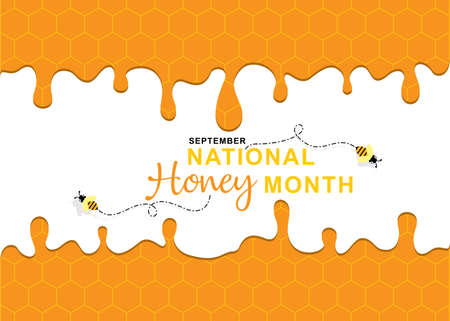 vector illustration of national honey month poster designのイラスト素材