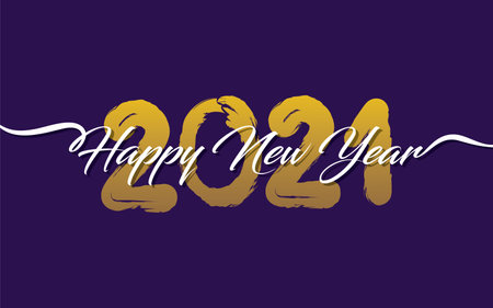Happy new 2021 year! Elegant gold text. abstract style text template.のイラスト素材
