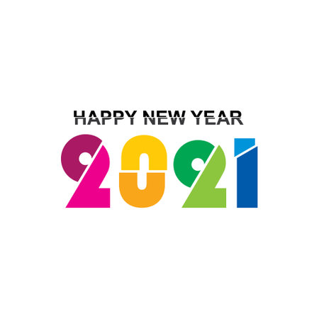 happy new year 2021 with colorful text style template designのイラスト素材