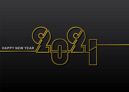 Happy new 2021 year! Elegant gold text. abstract style text template.のイラスト素材