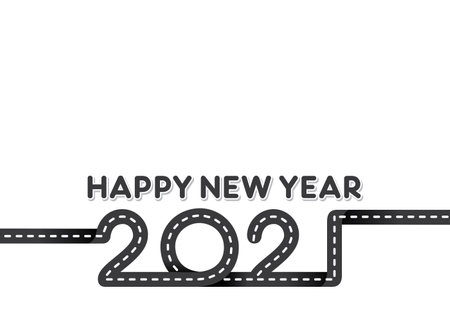 vector illustration of Happy new year 2021 greeting card design using travel conceptのイラスト素材