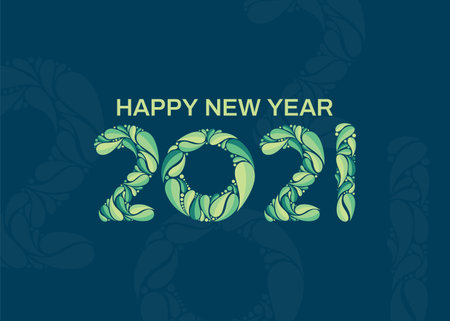 vector illustration of Happy new year 2021 greeting card design, with abstract brush stroke designのイラスト素材