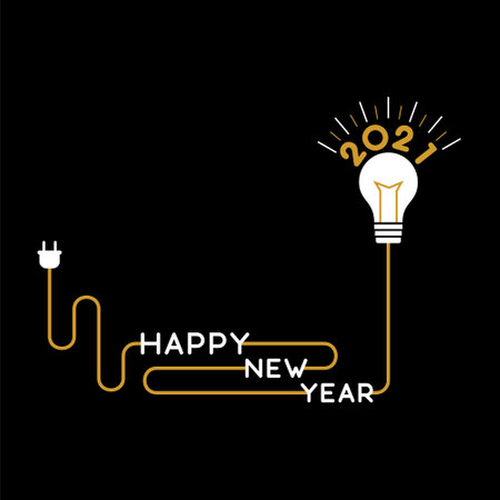 vector illustration of Happy new year 2021 greeting card design, new idea conceptのイラスト素材