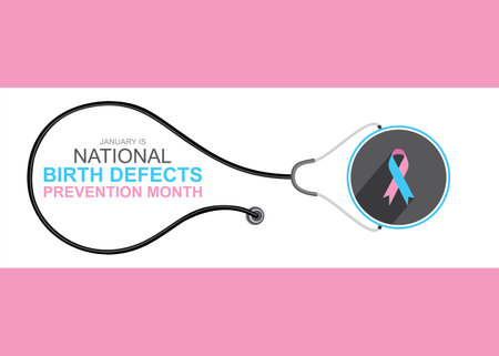 Vector illustration of National Birth Defects Prevention month of January.のイラスト素材