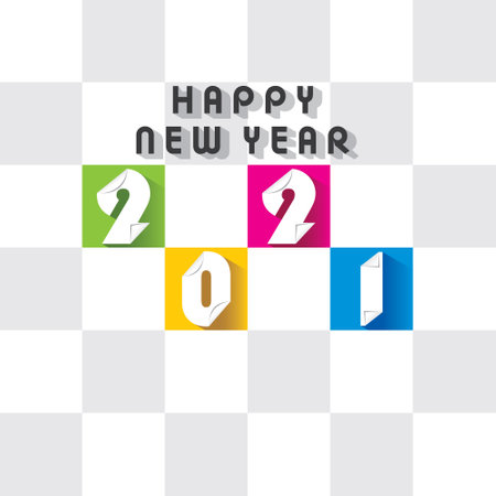 vector illustration of happy new year 2021 poster designのイラスト素材