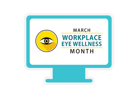 vector illustration of march is workplace eye wellness month theme designのイラスト素材