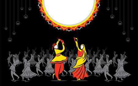 Vector Illustration for creative poster design for Shubh Navratriのイラスト素材