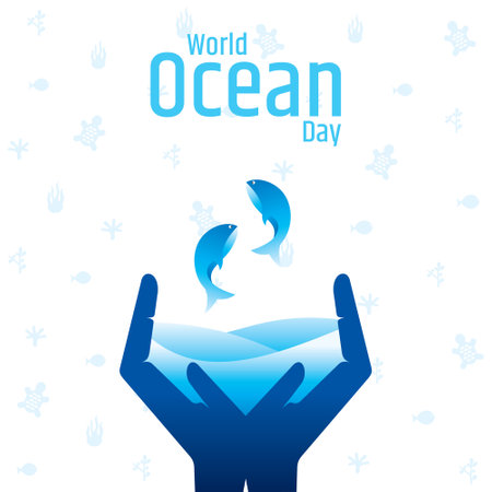 World ocean day. Vector illustration. It is a save oceans awareness concept celebrated on June 8のイラスト素材