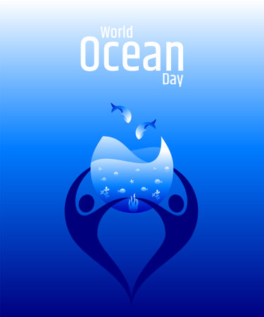 World ocean day. Vector illustration. It is a save oceans awareness concept celebrated on June 8のイラスト素材