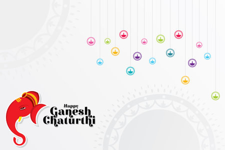 Vector Illustration of Happy Ganesh Chaturthi text and Ganesh with a background for banner, template, post, and invitation card designのイラスト素材