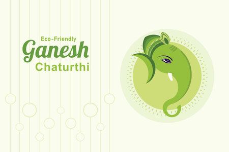 Vector Illustration of Happy Ganesh Chaturthi text and Ganesh with a background for banner, template, post, and invitation card designのイラスト素材