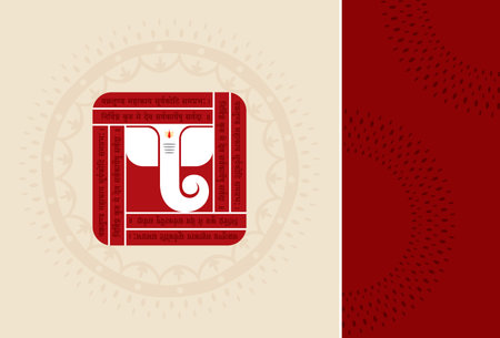 Vector Illustration of Happy Ganesh Chaturthi text and Ganesh with a background for banner, template, post, and invitation card designのイラスト素材