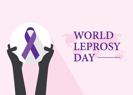 World Leprosy Day Vector Illustration Symbol. Awareness Concept with Purple Ribbonのイラスト素材