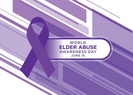 World Elder Abuse Awareness Day, observed annually on June 15th, raises awareness about the mistreatment and neglect of older adults, advocating for their rights and dignity.のイラスト素材