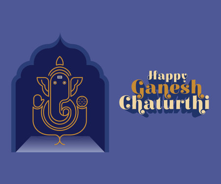 happy ganesh chaturthi greeting card vector illustration designのイラスト素材