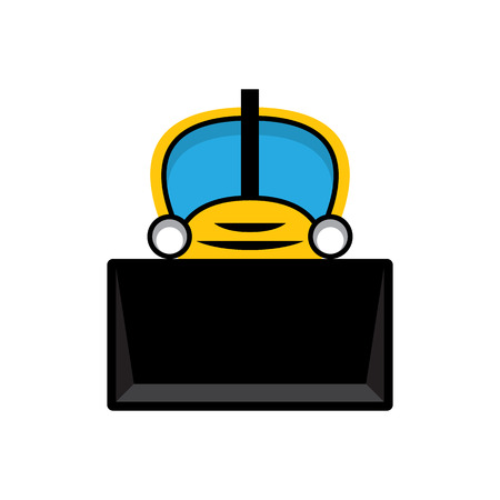 Yellow and black toy tractor bulldozer icon.のイラスト素材