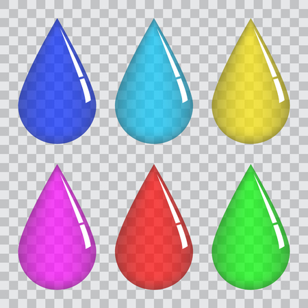 Set of transparent colored drops .のイラスト素材