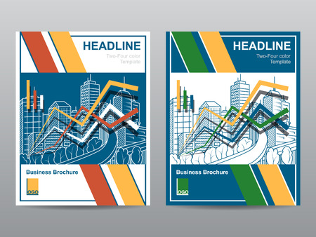 Two-four color annual report Leaflet Brochure template A4 size design, book cover layout design, Abstract presentation template. Apply your company colorsのイラスト素材