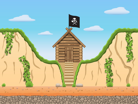 Diggers black archaeologist tomb raiders game background.のイラスト素材
