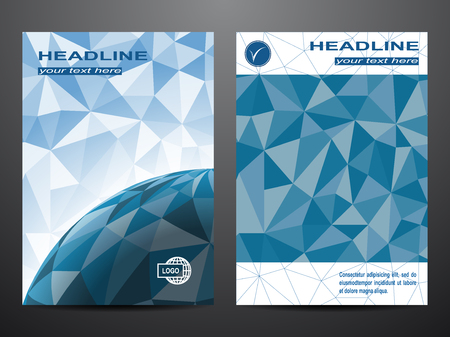 Blue annual report Leaflet Brochure template design, book cover layout design, Abstract blue book cover templatesのイラスト素材