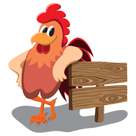 Isolated cartoon rooster over white background.のイラスト素材