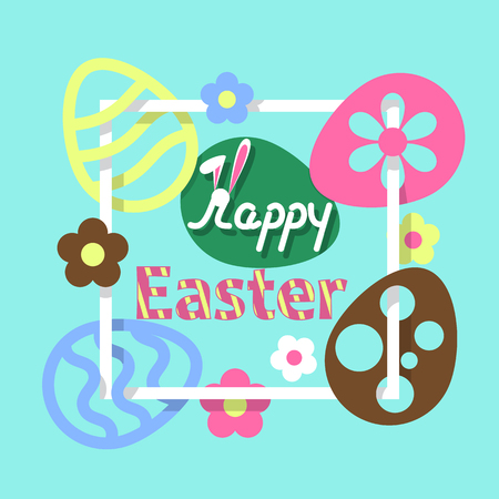 Colorful Easter flat background.のイラスト素材