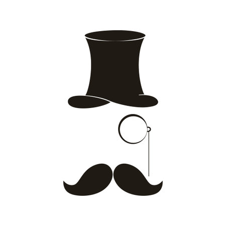 Vector retro illustration with top hat, mustache and monocle.のイラスト素材