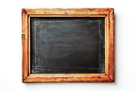 A vintage wooden framed chalkboard sits ready for writing. Perfect for schools, cafes, or homes, it invites messages, artwork, and creative expression.の素材