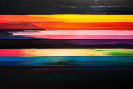 Experience a dynamic visual with bold horizontal stripes of color that create a sense of movement and energy. Perfect for modern graphic design projects and digital art.の素材