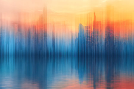 This abstract image features a dynamic blend of warm and cool colors, created through painterly watercolor strokes. The texture evokes a sense of movement and depth, perfect for artistic backdrops.の素材