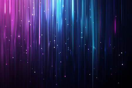 Explore this mesmerizing abstract background featuring vibrant neon streaks in purple and blue hues, enhanced with realistic water droplets. Perfect for digital art, wallpapers, and modern design projects.の素材