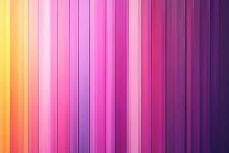 An abstract composition featuring a gradient of vertical stripes transitioning smoothly from bright yellow and pink hues to deep purple tones, creating a dynamic visual experience.の素材