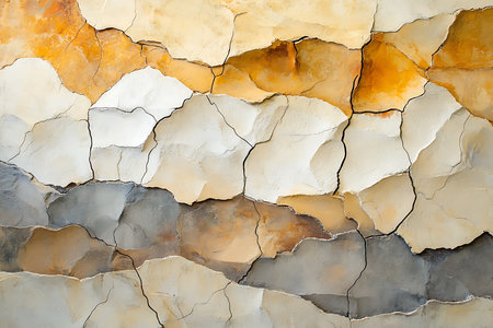 This abstract artwork features thick, textured paint strokes in a palette of soft earth tones, creating a visually rich and organic surface with subtle depth and movement.の素材