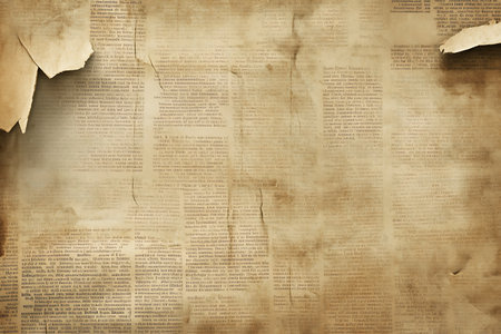 Close-up view of distressed old paper revealing layers of time. Faded text and peeling sections evoke a sense of history, decay, and weathered surfaces.の素材